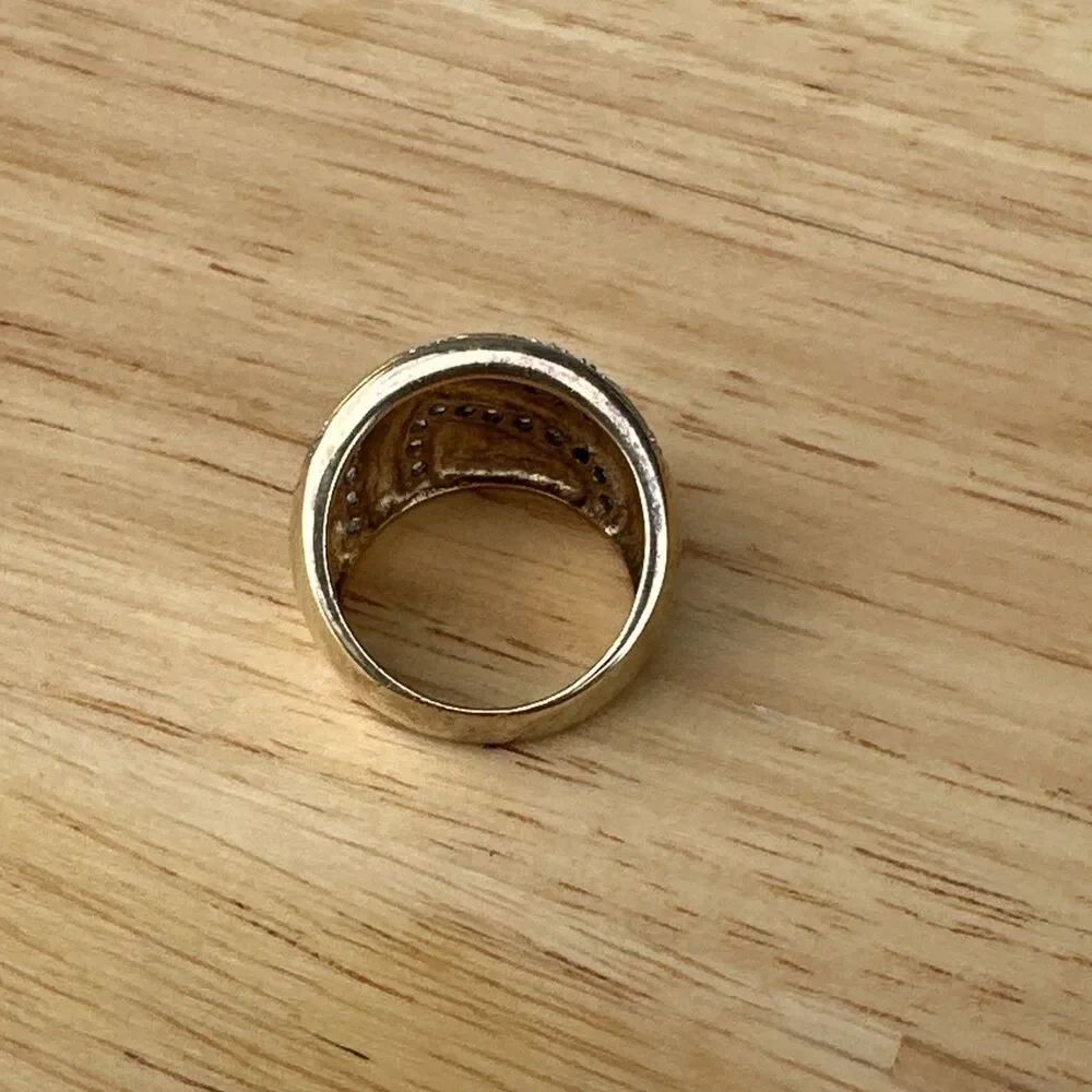 SETA 925 Gold Plated Silver Ring w/ Diamond Accents – Size 8 – 11.9g Unisex